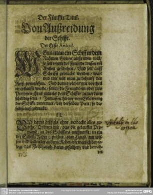 Der Fünffte Titul. Von Außreidung der Schiffe