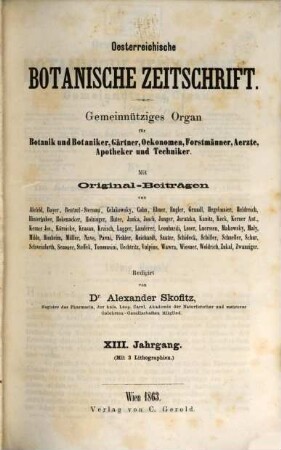 Österreichische botanische Zeitschrift, 13. 1863