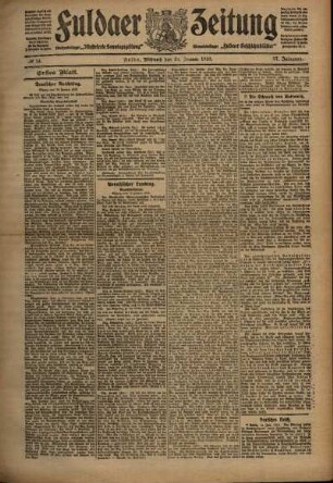 Erste Ausgabe vom Mittwoch, den 19. Januar 1910.