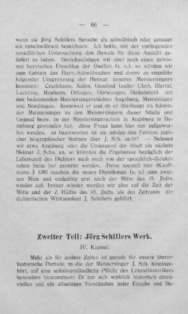 Zweiter Teil : Jörg Schillers Werk