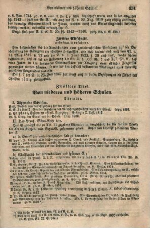 Zwölfter Titel. Von niederen und höheren Schulen.