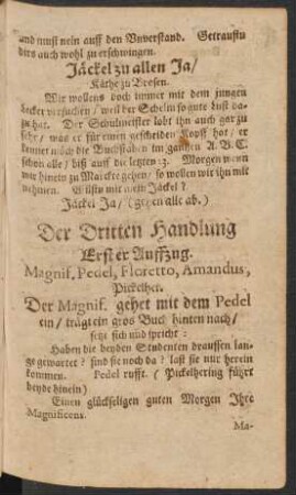 Der Dritten Handlung Erster - Achter Auffzug.