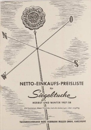 Netto-Einkaufs-Preisliste für Siegeltuche (Herbst und Winter 1957/58)