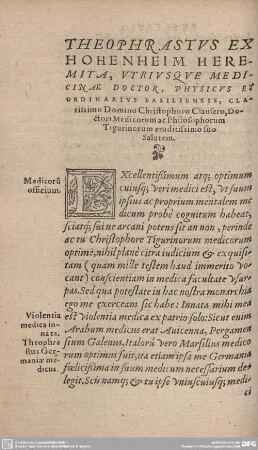 Theophrasti Exhohenheim Heremita, Utriusque Medicinae Doctoris...