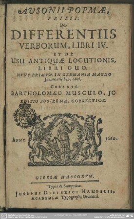 De differentiis verborum libri 4 et de usu antiquae locutionis libri 2