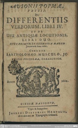 De differentiis verborum libri 4 et de usu antiquae locutionis libri 2
