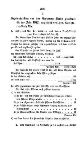 Schulnachrichten aus dem Regierungs-Bezirk Frankfurt für das Jahr 1842, mitgetheilt vom Hrn. Consistorial-Rath Ule