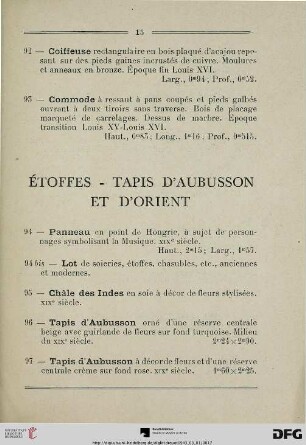 Ètoffes – Tapis d’aubusson et d’orient (Nr. 94-129)