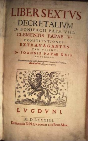 Liber Sextvs Decretalivm D. Bonifacii Papae VIII.