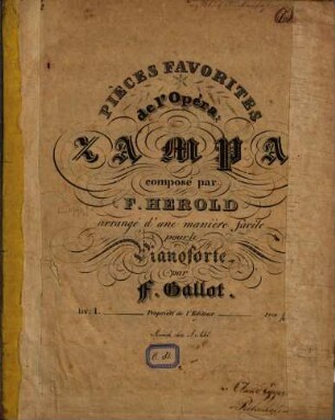 Pièces favorites de l'opéra Zampa. 1