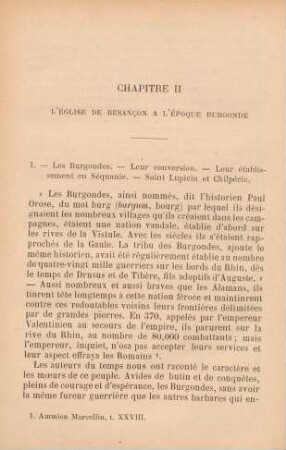 Chapitre II. L'Église de Besancon à l'époque Burgonde