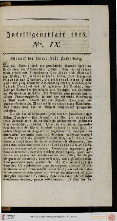 Intelligenzblatt Nro. IX
