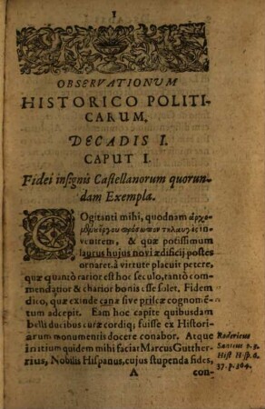 Observationum Historico-Politicarum Decades, [1]. Decades sex priores