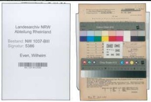 Entnazifizierung Wilhelm Even , geb. 24.06.1908 (Post)