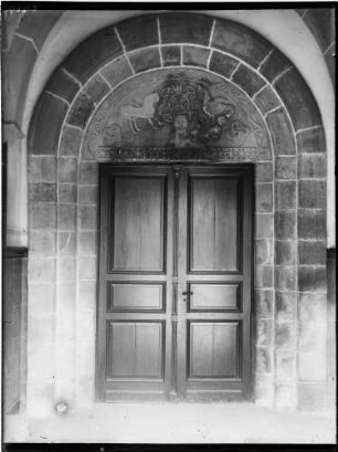 Pforzheim Altstadt Pfarrkirche Sankt Martin Westportal Portalrahmung mit Tympanon