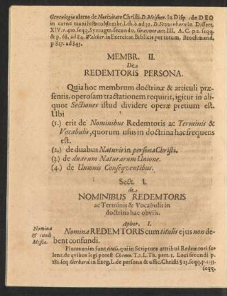 Membr. II. De Redemtoris Persona.