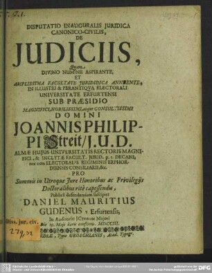 Disputatio Inauguralis Iuridica Canonico-Civilis, De Iudiciis