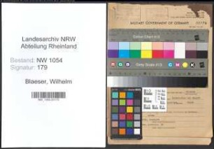 Entnazifizierung Wilhelm Blaeser , geb. 14.06.1907 (Polizeibeamter)