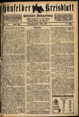 Zweite Ausgabe vom Donnerstag, den 05. März 1925.