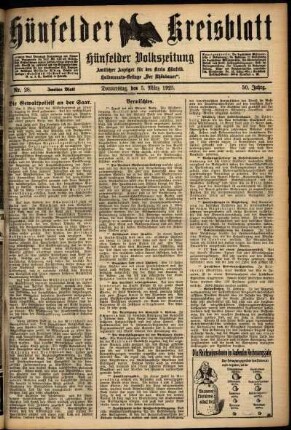Zweite Ausgabe vom Donnerstag, den 05. März 1925.