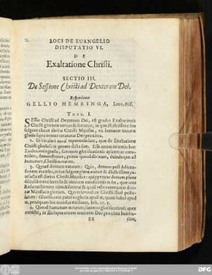 Disputatio VI. De Exaltatione Christi. ... Respondente Gellio Hemringa, Leov. Fris.