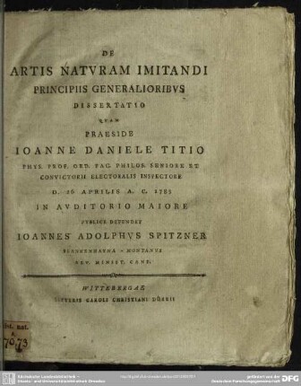 De Artis Naturam Imitandi Principiis Generalioribus Dissertatio