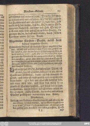 Allgemeine Kirchen-Beicht, nebst dem darauf folgenden Gebet.