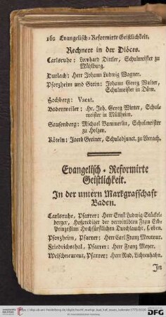 Evangelisch = Reformirte Geistlichkeit