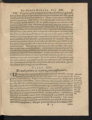 Caput XIII. De modo quo mens & corpus genere possunt uniri.