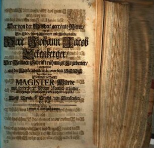 Der von der Weißheit gecrönte Ritter, das ist, Der Edle ... Herr Johann Jacob Eckenberger ... als derselbe ... Die längst verdiente Magister-Würde ... erhielte