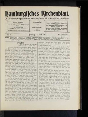 Nr. 21. Hamburg, 23. Mai 1915. 12. Jahrgang.