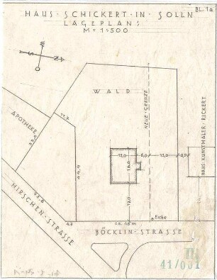 Fischer, Theodor; München - Solln; Haus Schickert - Lageplan