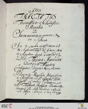 Gero Böttinger: Tractatus theologicus de Sacramentis
