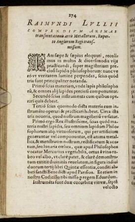 Raimundi Lullii Compendium Animae