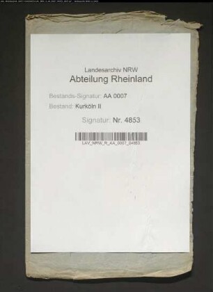 Bericht des Registrators Johann Burmann über den Zustand und die Verbesserung des kurkölnischen Archivs