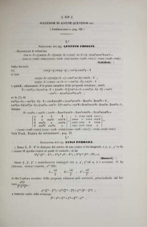 Soluzione di aleune questioni prpposte nel fascicolo di febbraio 1863 del Giornale di Terquem inviateci da alcuni giovani studenti.