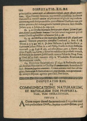Disputatio XIII. De Communicatione Naturarum, Et Naturalium Tum Proprietatum, Tum Operationum.