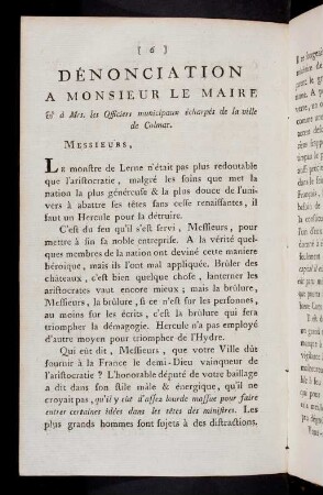 6-16, Dénonciation A Monsieur Le Maire ...
