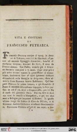 Vita e costumi di Francesco Petrarca