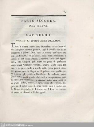 Parte Seconda. Del Gusto.