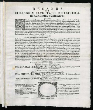 Decanus Et Collegium Facultatis Philosophicae In Academia Tubingensi Lect. Sal.