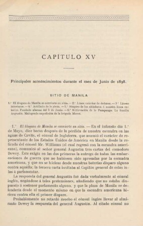 Capítulo XV. Principales acontecimientos durante el mes de Junio de 1898