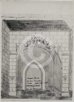 Ansicht des Hauptportals der ehemaligen Franziskanerkirche Löwenberg