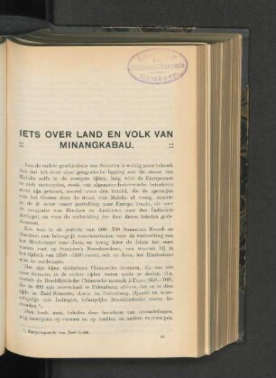 Iets over land en volk van Minangkabau