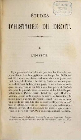 Études d'histoire du droit