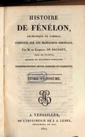 Histoire de Fénélon, archevêque de Cambrai, 3