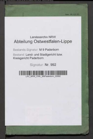 Rezeß über die Hudebefreiung der Forstdistrikte Fündling und Möncheheisten bei Salzkotten