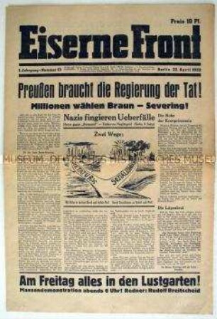 Wochenzeitung der Eisernen Front zur Landtagswahl in Preußen
