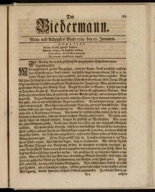 Neun und Achtzigstes Blatt 1729. den 17. Januarii