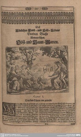 Deß Adelichen Land- und Feld-Lebens Vierdten Buchs Anderer Theil. Obst- und Baum-Garten.
